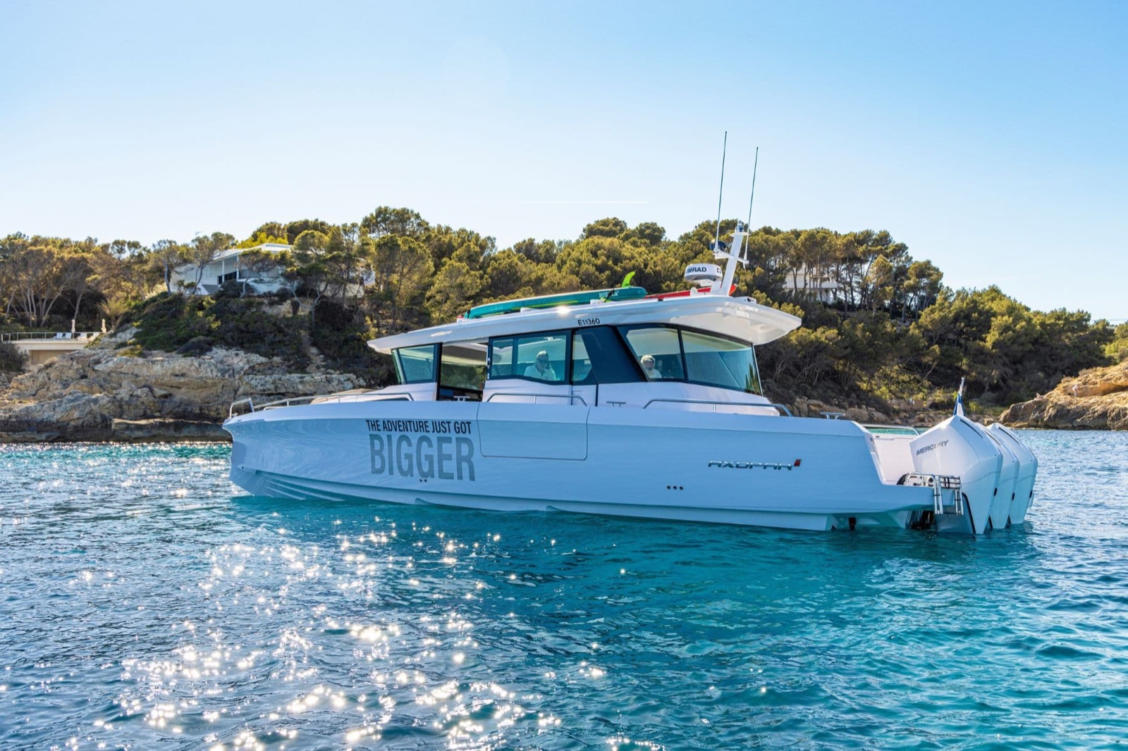 Axopar adventure boat at cruise in Scandinavian waters