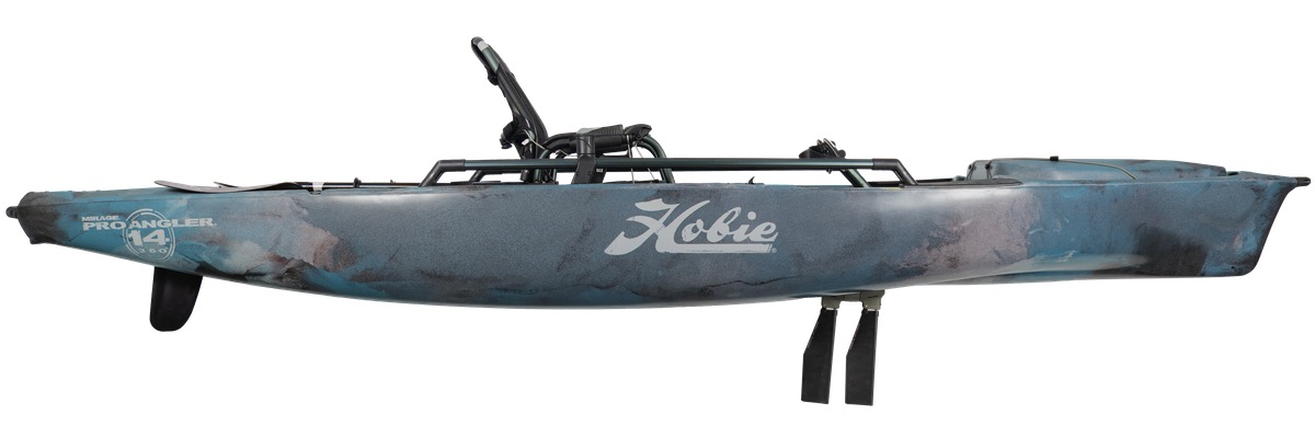 Hobie Pro Angler 14 with MirageDrive 360XR rigged for shallow-water fishing