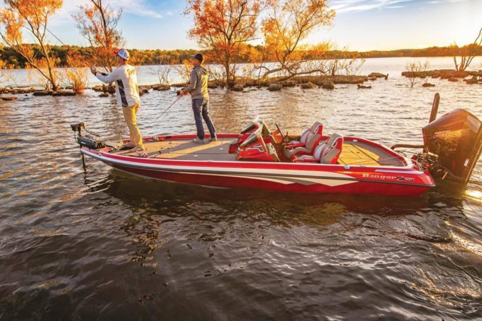 Ranger bass tournament boat at speed