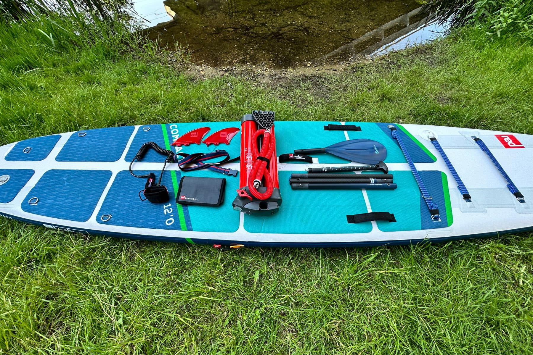 Red Paddle Compact 9'6 SUP packed in backpack